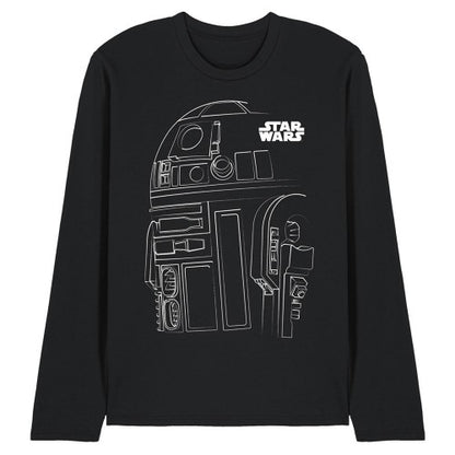 Front - Star Wars Unisex Adult R2-D2 Outline Long-Sleeved T-Shirt