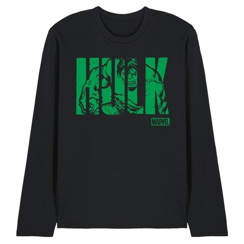 Charcoal - Front - Hulk Unisex Adult Text Long-Sleeved T-Shirt