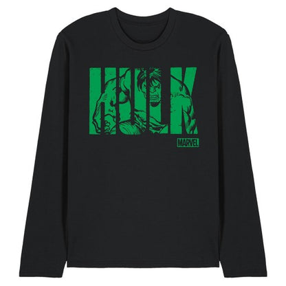 Navy - Front - Hulk Unisex Adult Text Long-Sleeved T-Shirt