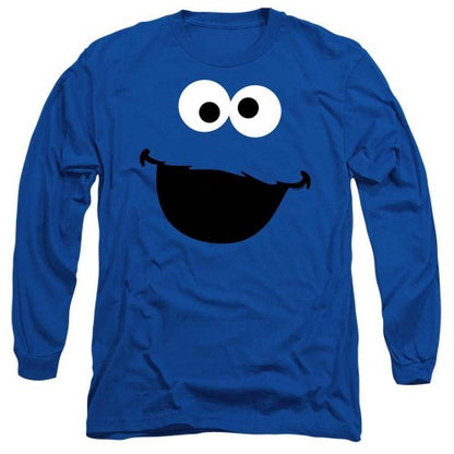 Front - Sesame Street Unisex Adult Cookie Monster Face Long-Sleeved T-Shirt