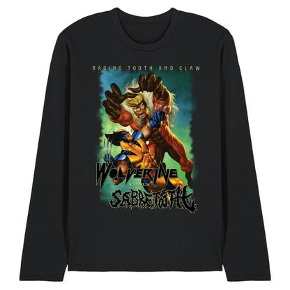 Front - Marvel Unisex Adult Wolverine Versus Sabretooth Long-Sleeved T-Shirt