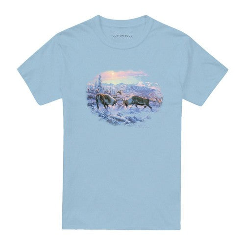Front - Wildlife Unisex Adult Battling Bulls T-Shirt