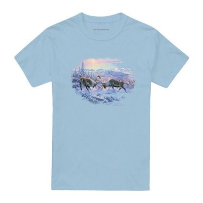 Front - Wildlife Unisex Adult Battling Bulls T-Shirt