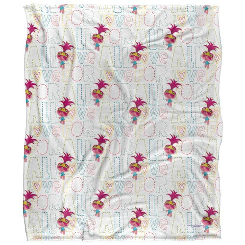 Front - Trolls Silky Patterned Soft Touch Blanket