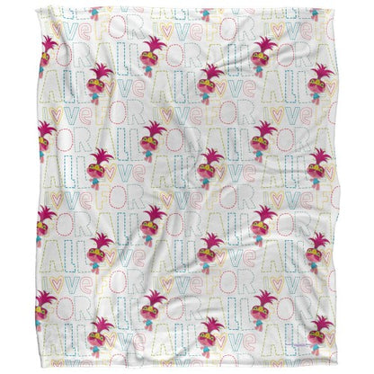 Front - Trolls Silky Patterned Soft Touch Blanket