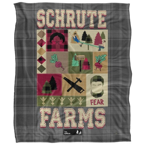 Front - The Office Schrute Farms Silky Quilted Soft Touch Blanket