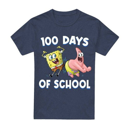 Front - SpongeBob SquarePants Unisex Adult 100 Days Of School Heather T-Shirt