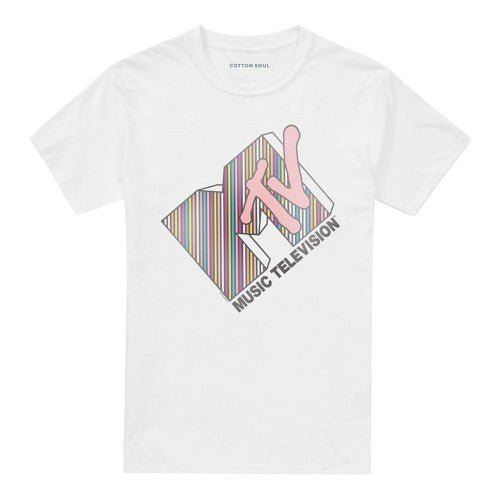 Front - MTV Unisex Adult Striped Logo T-Shirt