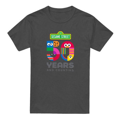 Front - Sesame Street Unisex Adult 50 Years Logo Heather T-Shirt