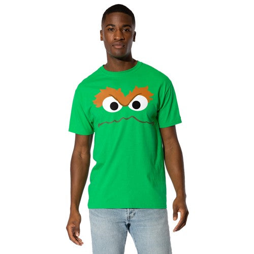 Front - Sesame Street Mens Oscar The Grouch Face T-Shirt