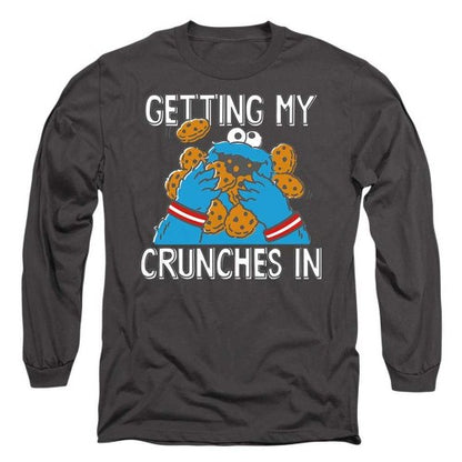 Front - Sesame Street Unisex Adult My Crunches Cookie Monster Long-Sleeved T-Shirt