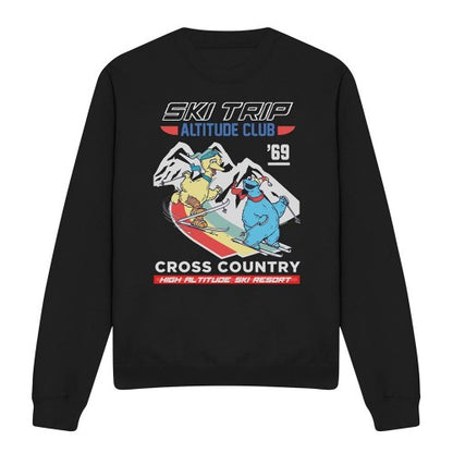 Front - Sesame Street Unisex Adult Apres Ski Big Bird & Cookie Monster Sweatshirt