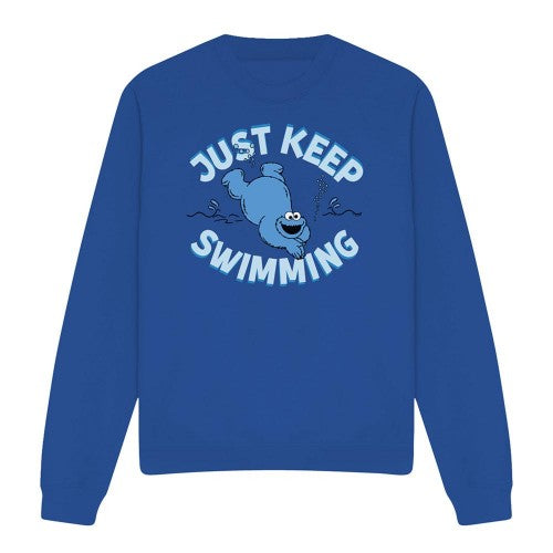 Front - Sesame Street Unisex Adult Just Keep Jumping Cookie Monster Sweatshirt