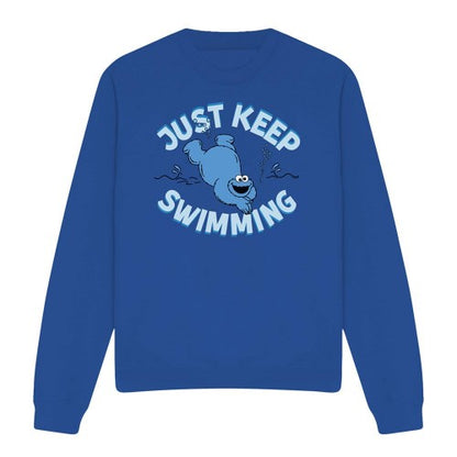 Front - Sesame Street Unisex Adult Just Keep Jumping Cookie Monster Sweatshirt