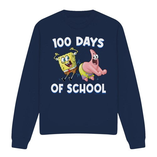 Front - SpongeBob SquarePants Unisex Adult 100 Days Of School Sweatshirt