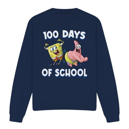 Front - SpongeBob SquarePants Unisex Adult 100 Days Of School Sweatshirt
