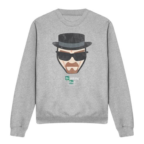 Front - Breaking Bad Unisex Adult Heisenberg Face Heather Sweatshirt