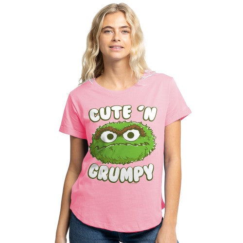 Front - Sesame Street Womens/Ladies Cute N Grumpy T-Shirt