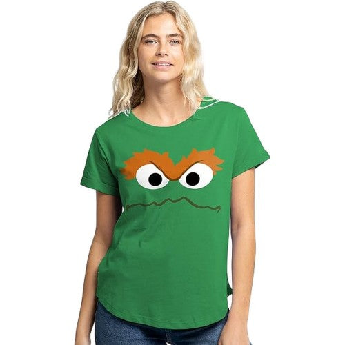 Front - Sesame Street Womens/Ladies Oscar The Grouch Face T-Shirt