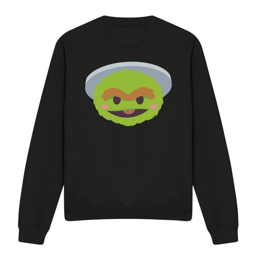 Front - Sesame Street Unisex Adult Oscar The Grouch Kawaii Face Sweatshirt