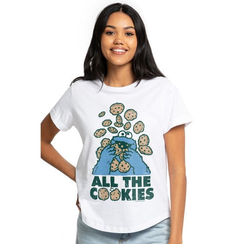 Front - Sesame Street Womens/Ladies All The Cookies Classic T-Shirt
