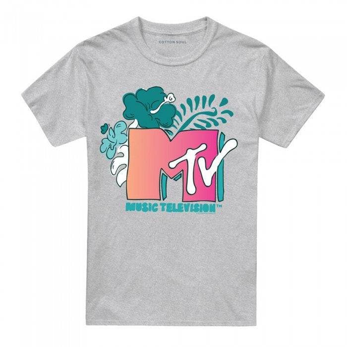 Front - MTV Unisex Adult Tropical Flower Logo T-Shirt