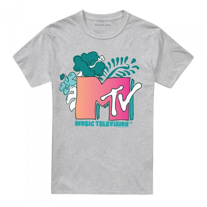 Front - MTV Unisex Adult Tropical Flower Logo T-Shirt