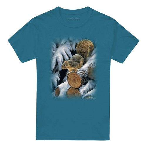Front - Wildlife Unisex Adult Wood Pile Squirrel T-Shirt