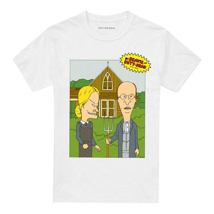 Front - Beavis & Butthead Unisex Adult American Gothic T-Shirt