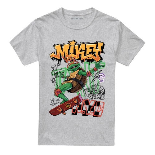 Front - Teenage Mutant Ninja Turtles: Mutant Mayhem Unisex Adult Skater Michelangelo T-Shirt