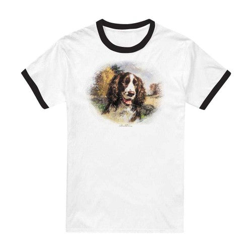 Front - Wildlife Unisex Adult Springer Spaniel Ringer T-Shirt