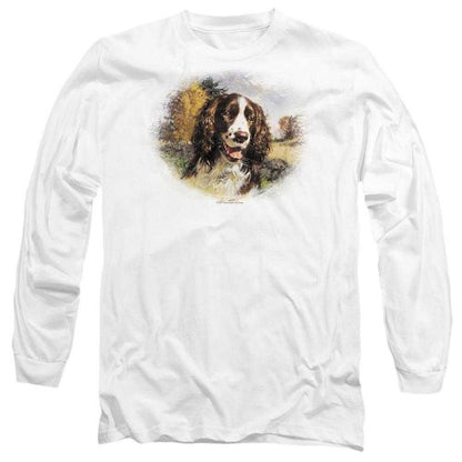 Front - Wildlife Unisex Adult Springer Spaniel Head Long-Sleeved T-Shirt
