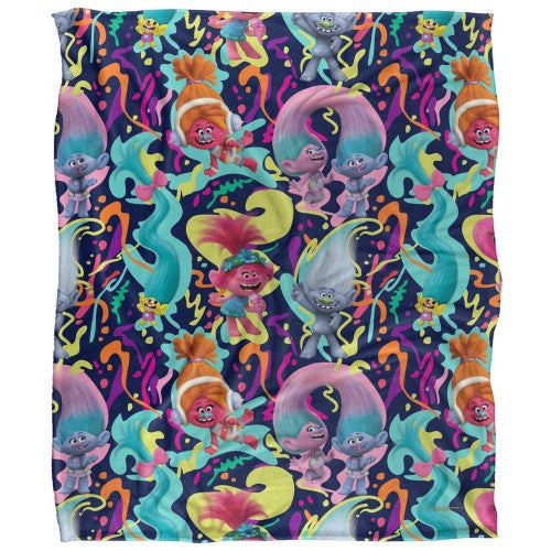 Front - Trolls Trippy Silky Patterned Soft Touch Blanket