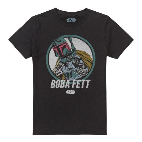 Front - Star Wars Unisex Adult Boba Retro T-Shirt