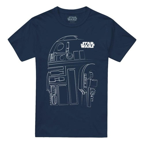 Front - Star Wars Unisex Adult R2-D2 Outline T-Shirt