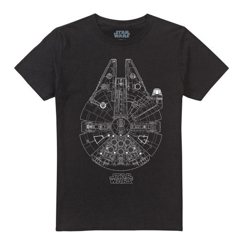 Front - Star Wars Unisex Adult Millenium Lines T-Shirt