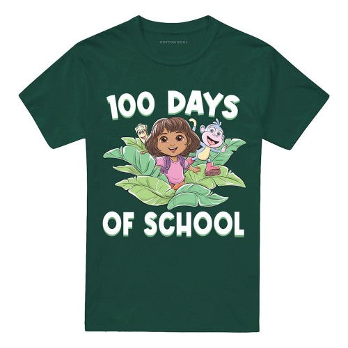 Front - Dora The Explorer Unisex Adult 100 Days of School Leaves T-Shirt
