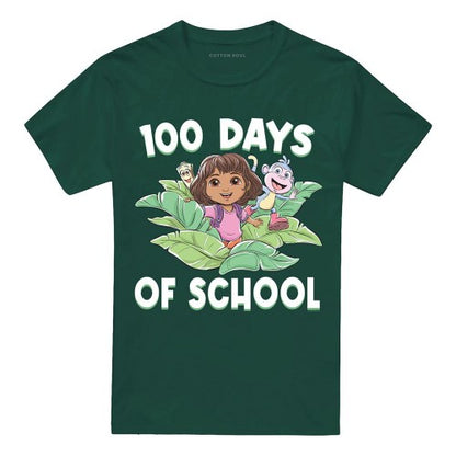 Front - Dora The Explorer Unisex Adult 100 Days of School Leaves T-Shirt