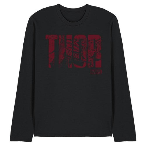 Front - Marvel Unisex Adult Thor Text Long-Sleeved T-Shirt