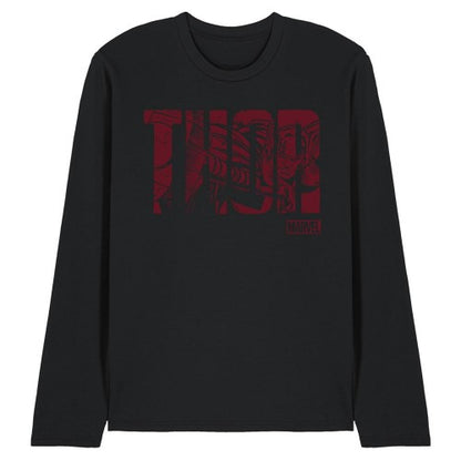 Front - Marvel Unisex Adult Thor Text Long-Sleeved T-Shirt