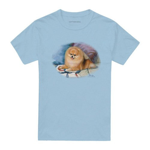 Front - Wildlife Unisex Adult Pomeranian Portrait T-Shirt