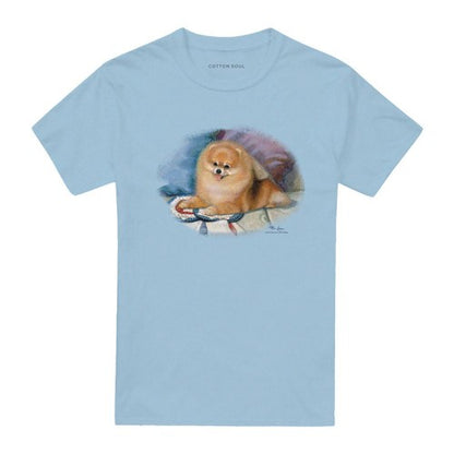 Front - Wildlife Unisex Adult Pomeranian Portrait T-Shirt