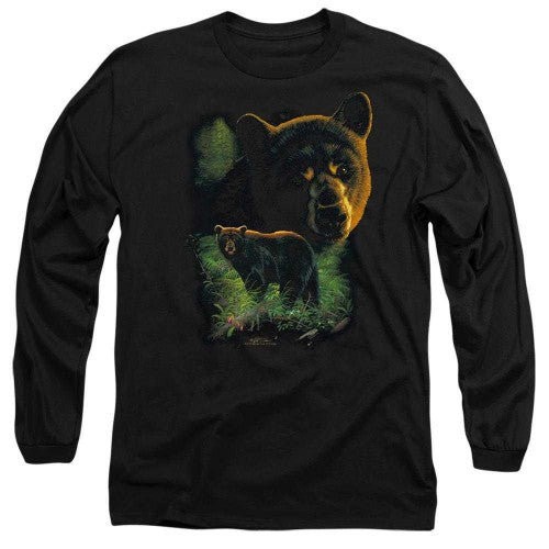 Front - Wildlife Unisex Adult Black Bears Long-Sleeved T-Shirt