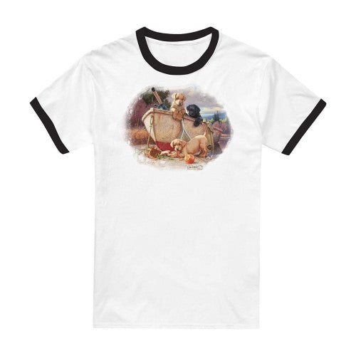 Front - Wildlife Unisex Adult Lunch Break Lab Pups Ringer T-Shirt