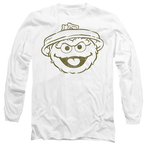 Front - Sesame Street Unisex Adult Oscar The Grouch Mono Long-Sleeved T-Shirt