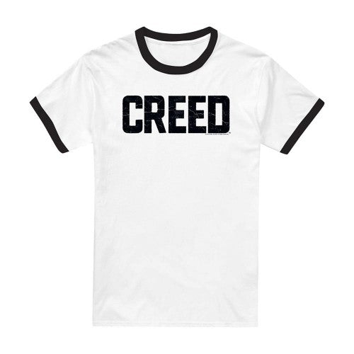 Front - Creed Unisex Adult Cracked Logo Ringer T-Shirt