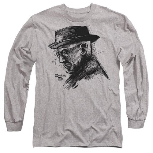 Front - Breaking Bad Unisex Adult Heisenberg Sketch Long-Sleeved T-Shirt