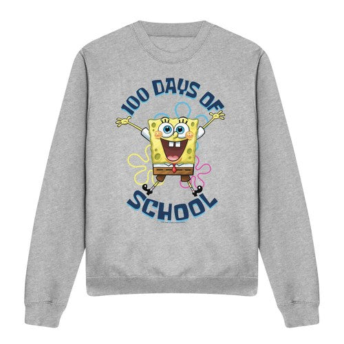 Front - SpongeBob SquarePants Unisex Adult 100 Days Of School Sweatshirt