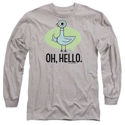Front - The Pigeon Unisex Adult Oh Hello Long-Sleeved T-Shirt