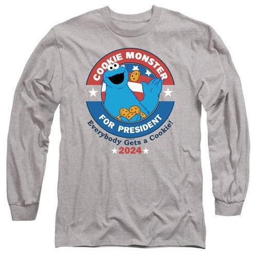 Front - Sesame Street Unisex Adult Cookie For President Long-Sleeved T-Shirt